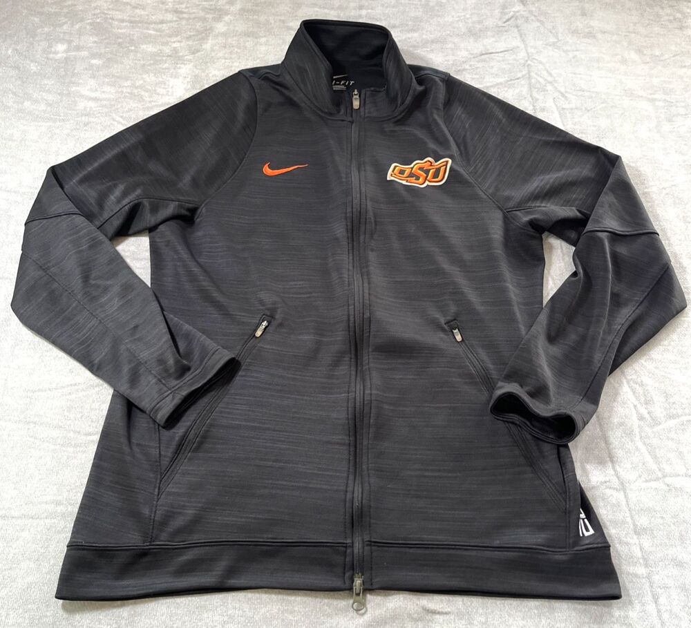 Nike Dri-Fit Elite Oklahoma State Jacket Womens L Black OSU Cowboys Logo Running